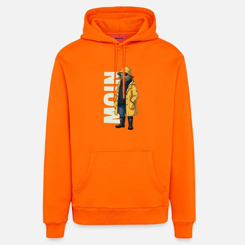 Seal Moin – Conception d’imperméable - Sweat à capuche bio décontracté fabriqué en UE - SUNSET ORANGE