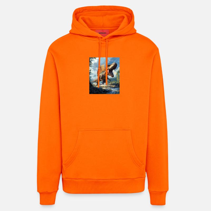 Spinosaure - Sweat à capuche bio décontracté fabriqué en UE - SUNSET ORANGE