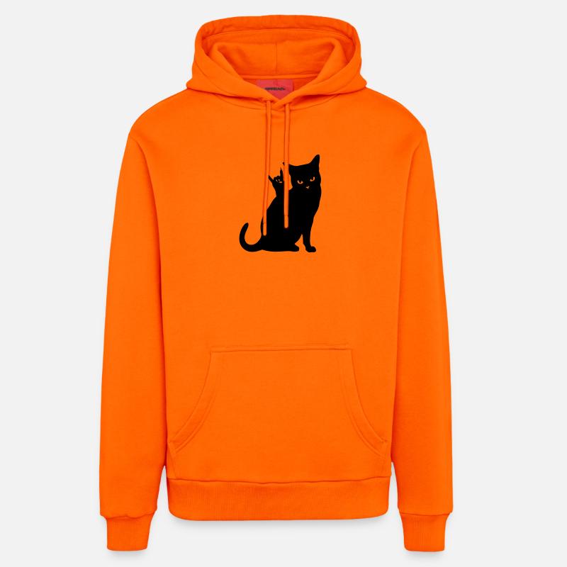 Schwarze Katze – Devil Horns Silhouette - Organic Relaxed Hoodie Made in EU - SUNSET ORANGE