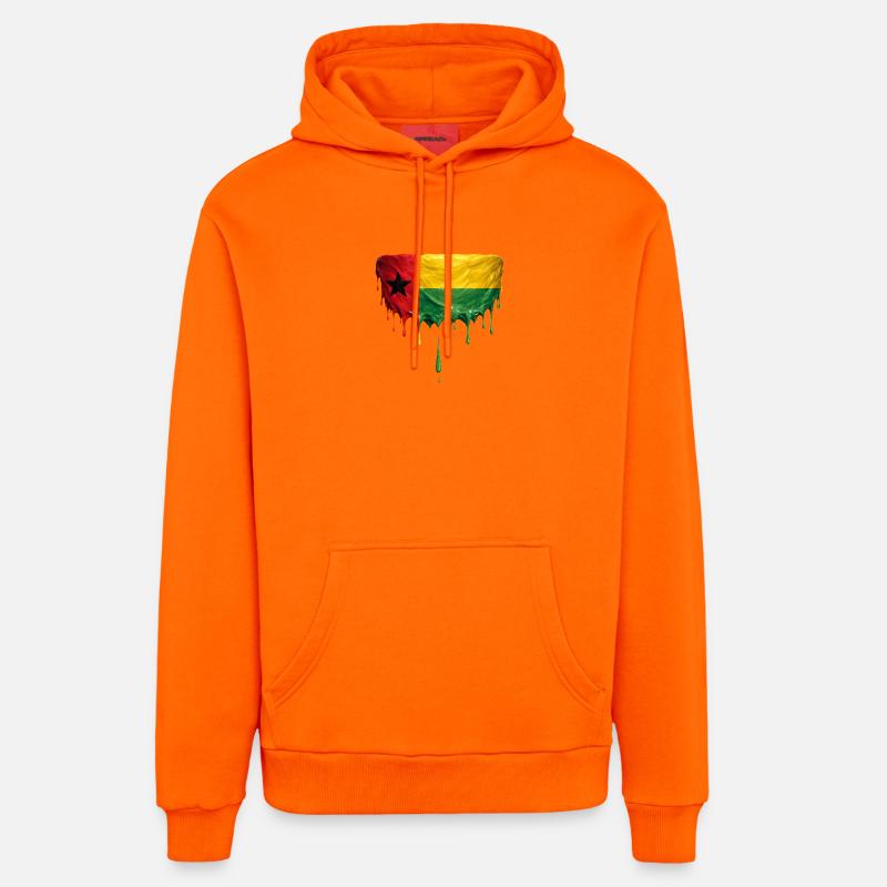 Drapeau de la Peinture GuinéeBissau - Sweat à capuche bio décontracté fabriqué en UE - SUNSET ORANGE