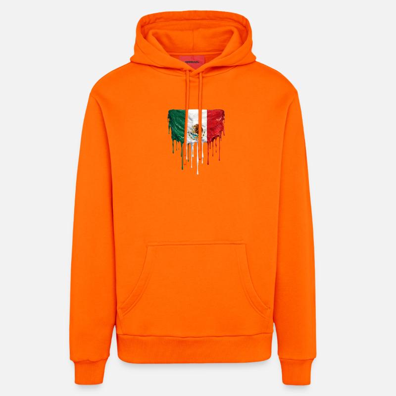 Drapeau Mexicain Gouttant - Sweat à capuche bio décontracté fabriqué en UE - SUNSET ORANGE