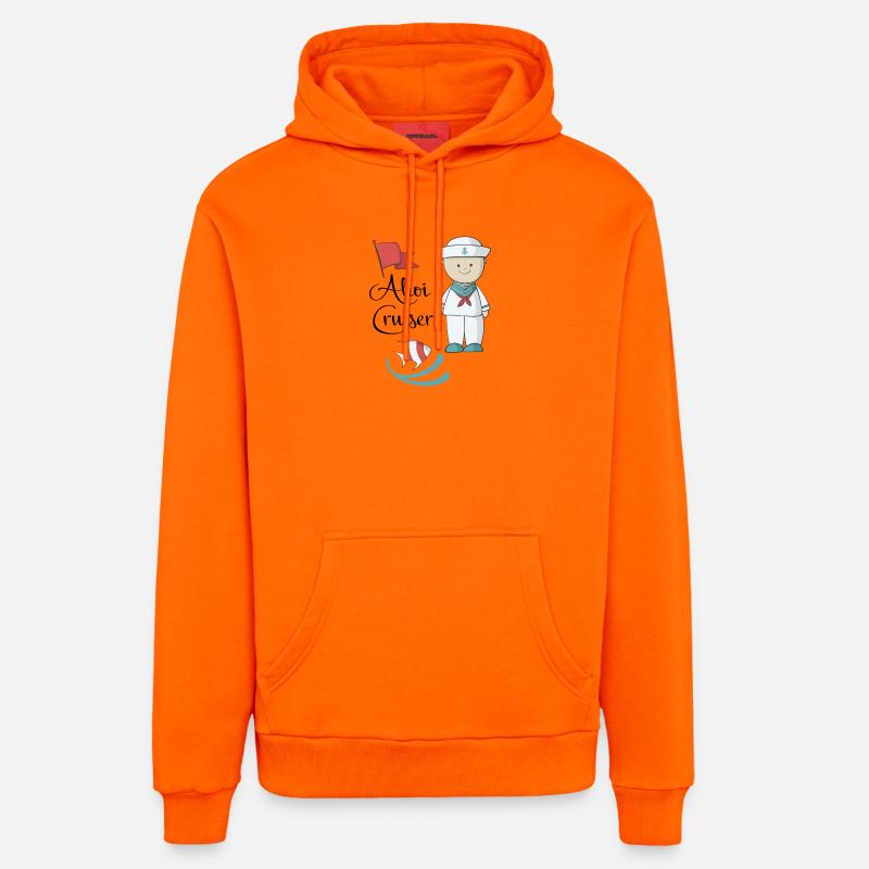 maritime - Sweat à capuche bio décontracté fabriqué en UE - SUNSET ORANGE