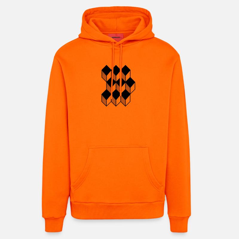 cube 3D - Sweat à capuche bio décontracté fabriqué en UE - SUNSET ORANGE