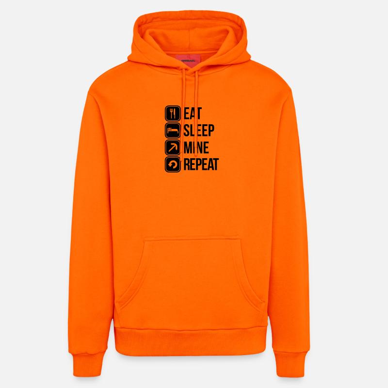 eat sleep mine repeat - Sweat à capuche bio décontracté fabriqué en UE - SUNSET ORANGE