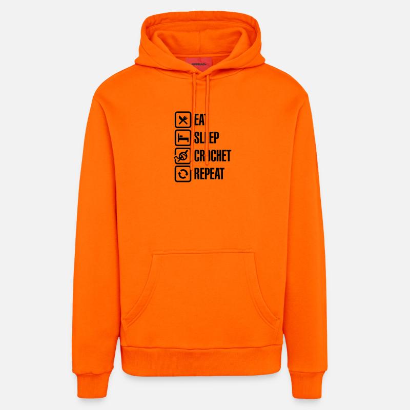 Eat Sleep Crochet Repeat - Sweat à capuche bio décontracté fabriqué en UE - SUNSET ORANGE