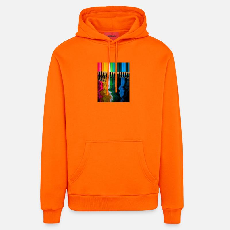 Lignes directrices, esprits réfléchis - Sweat à capuche bio décontracté fabriqué en UE - SUNSET ORANGE