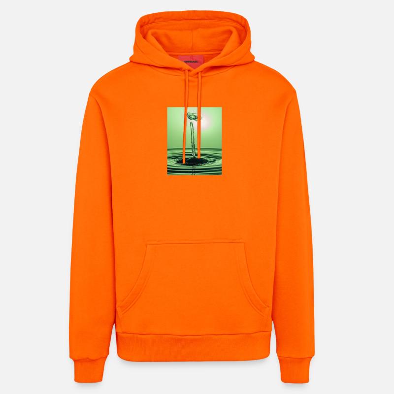 Abstrait liquide vert - Sweat à capuche bio décontracté fabriqué en UE - SUNSET ORANGE