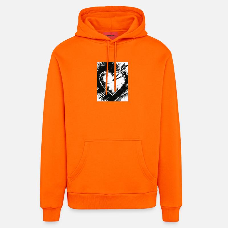 Cœur noir et blanc avec flèche - Sweat à capuche bio décontracté fabriqué en UE - SUNSET ORANGE