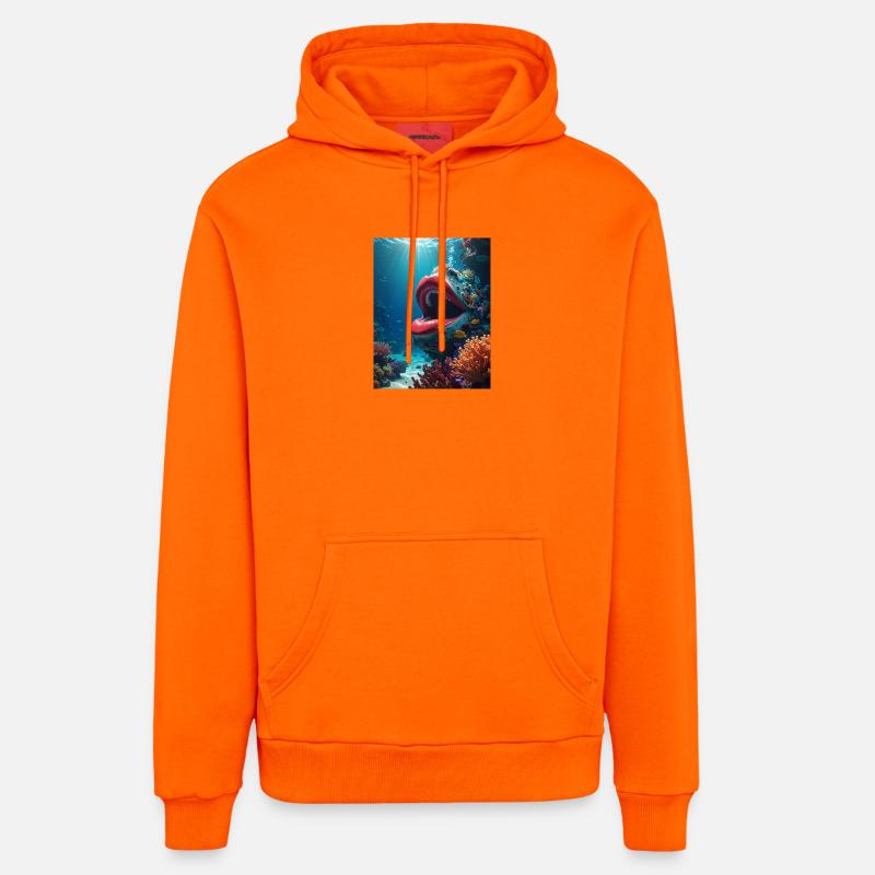 Bouche sous-marine : Empreinte de lèvre géante - Sweat à capuche bio décontracté fabriqué en UE - SUNSET ORANGE