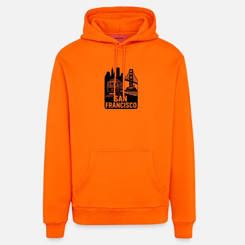San Francisco Silhouette - Sweat à capuche bio décontracté fabriqué en UE - SUNSET ORANGE
