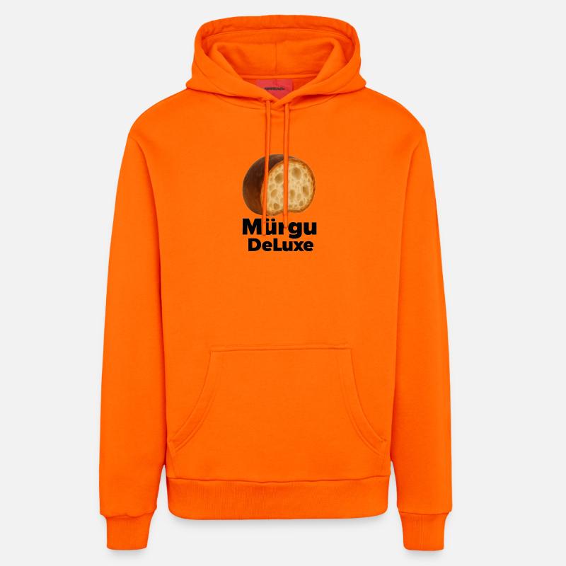 Mürgu Deluxe – Dialecte bernois Desing - - Sweat à capuche bio décontracté fabriqué en UE - SUNSET ORANGE