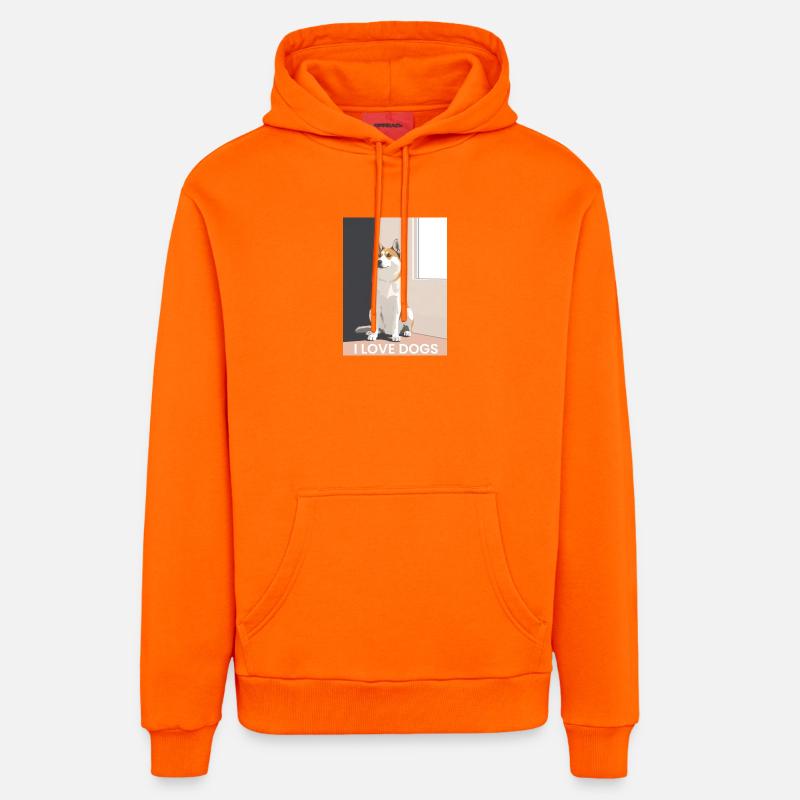 Illustration de chien mignon avec texte - Sweat à capuche bio décontracté fabriqué en UE - SUNSET ORANGE