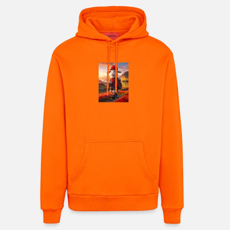 Mouton randonneur au soleil couchant - Sweat à capuche bio décontracté fabriqué en UE - SUNSET ORANGE