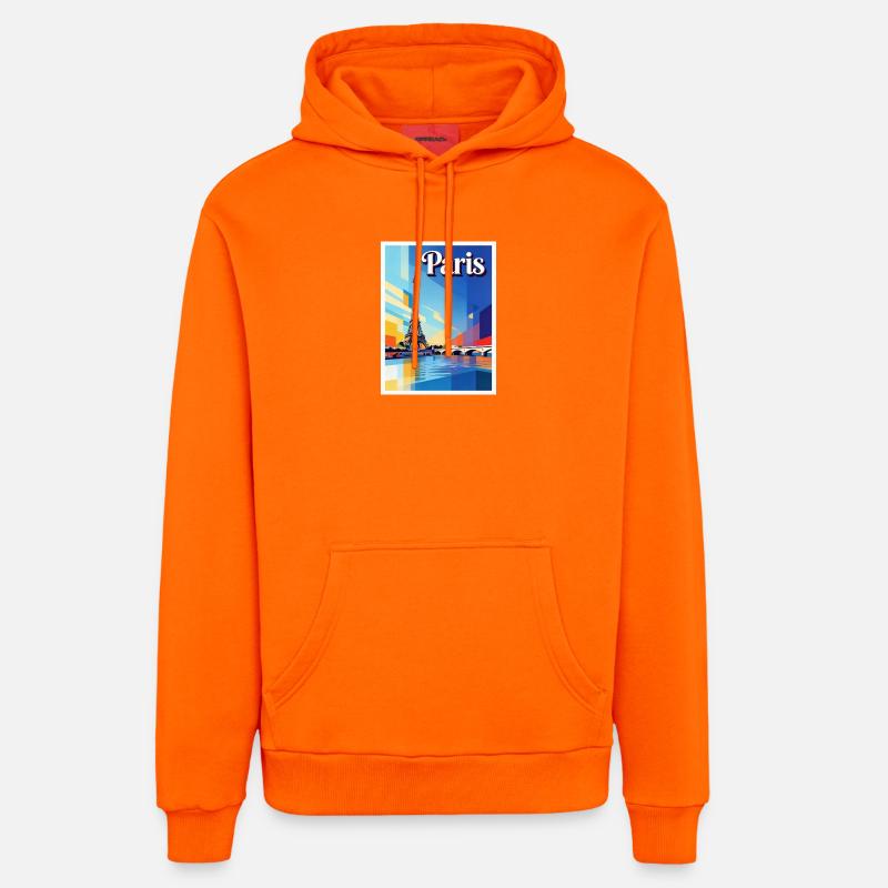 Paris Prism Eiffel - Sweat à capuche bio décontracté fabriqué en UE - SUNSET ORANGE