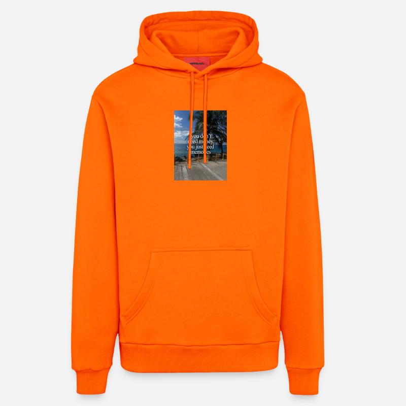 Souvenirs au lieu d’argent – Côte tropicale - Sweat à capuche bio décontracté fabriqué en UE - SUNSET ORANGE