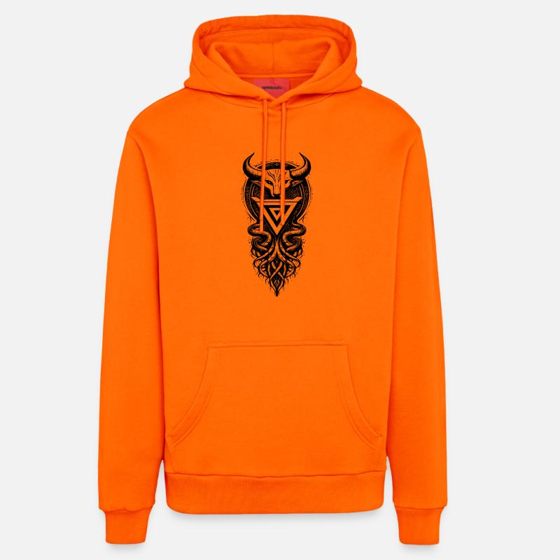Symbole sacré du dieu slave Veles - Sweat à capuche bio décontracté fabriqué en UE - SUNSET ORANGE