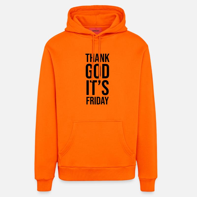 Dieu merci, c’est vendredi - Sweat à capuche bio décontracté fabriqué en UE - SUNSET ORANGE