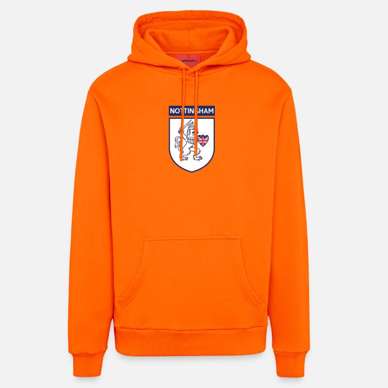 Lion bouclier de Nottingham avec épée - Sweat à capuche bio décontracté fabriqué en UE - SUNSET ORANGE