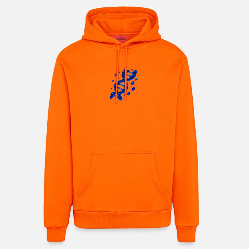 Molécule d’hélice d’ADN 3D Bleu - Sweat à capuche bio décontracté fabriqué en UE - SUNSET ORANGE