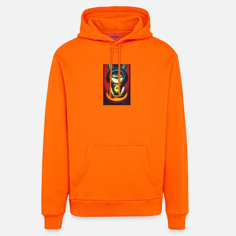 Maneki neko 3 - Sweat à capuche bio décontracté fabriqué en UE - SUNSET ORANGE