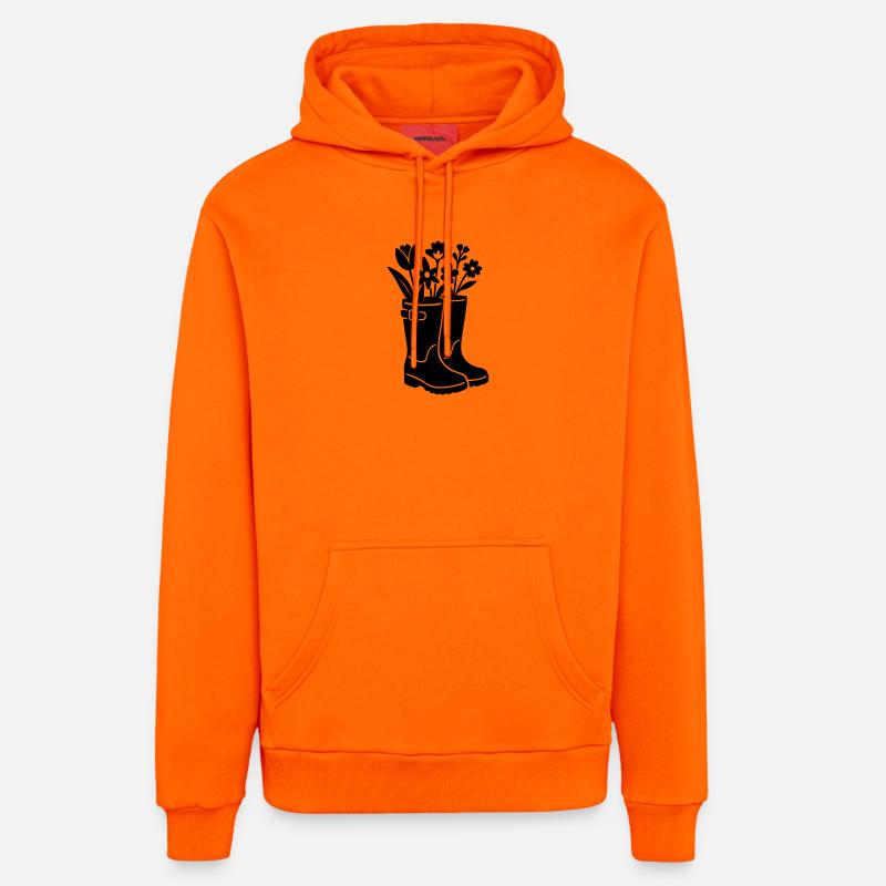 Bottes de printemps avec des fleurs - Sweat à capuche bio décontracté fabriqué en UE - SUNSET ORANGE