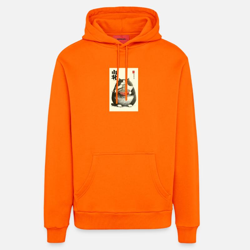 Ramen Chats Chonky Ukiyo-e - Sweat à capuche bio décontracté fabriqué en UE - SUNSET ORANGE