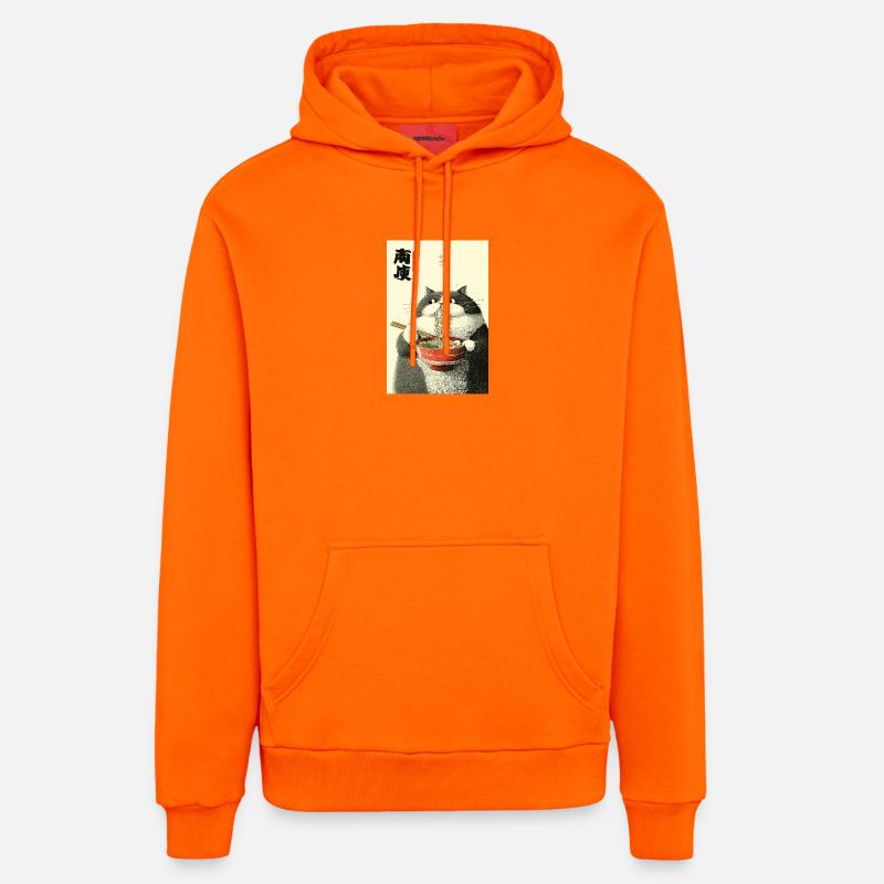 Charme ukiyo-e de chat ramen - Sweat à capuche bio décontracté fabriqué en UE - SUNSET ORANGE