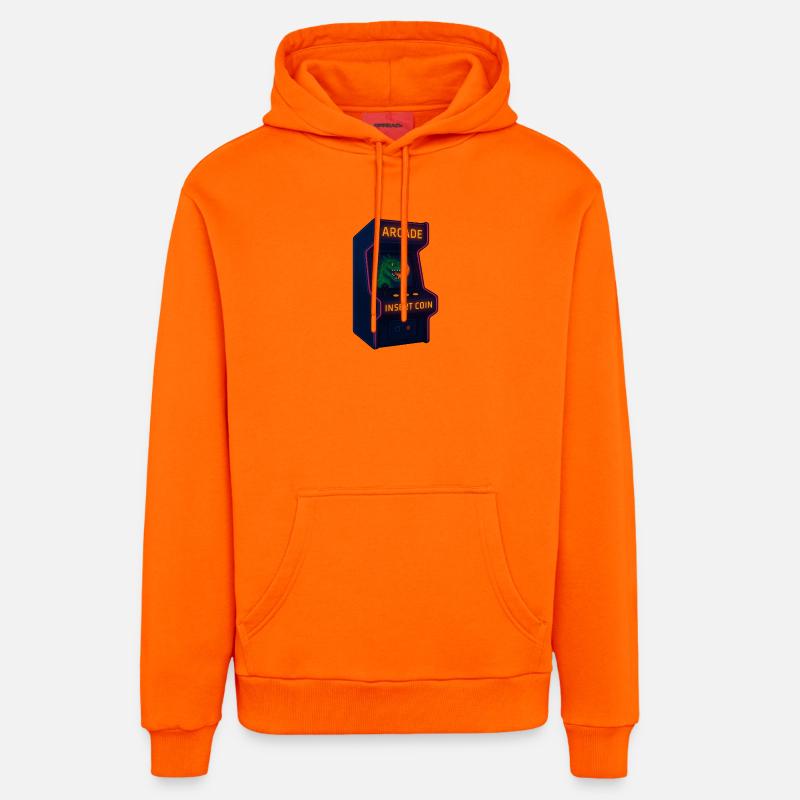 Dino Arcade Neon Pixel - Sweat à capuche bio décontracté fabriqué en UE - SUNSET ORANGE