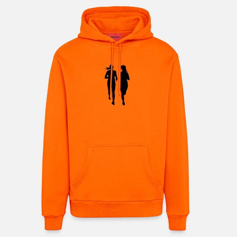 couple en cours d'exécution deux femmes - Sweat à capuche bio décontracté fabriqué en UE - SUNSET ORANGE