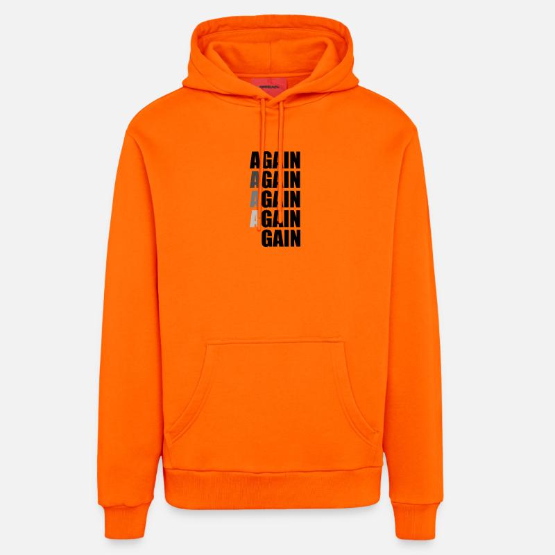 Again Again Again Again Gain - Sweat à capuche bio décontracté fabriqué en UE - SUNSET ORANGE