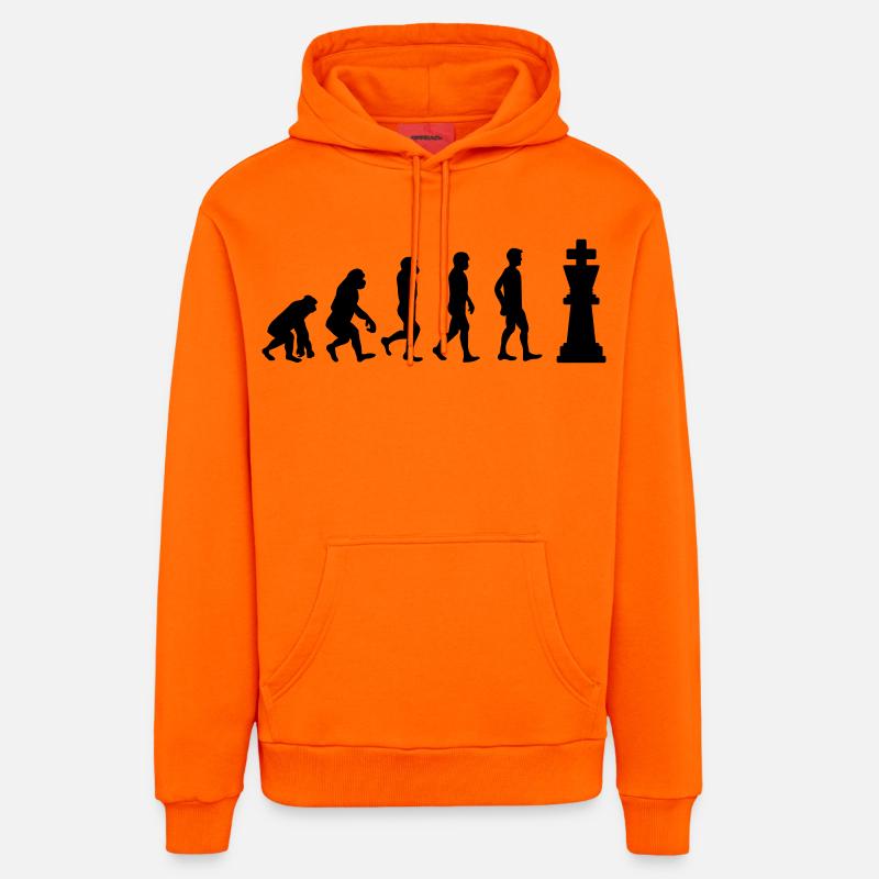 Evolution du jeu d’échecs - Sweat à capuche bio décontracté fabriqué en UE - SUNSET ORANGE