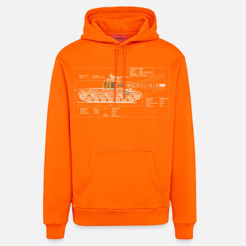 object 268 blueprint - Sweat à capuche bio décontracté fabriqué en UE - SUNSET ORANGE