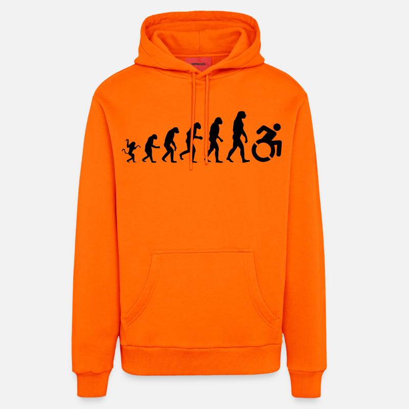 Évolution des fauteuils roulants * - Sweat à capuche bio décontracté fabriqué en UE - SUNSET ORANGE