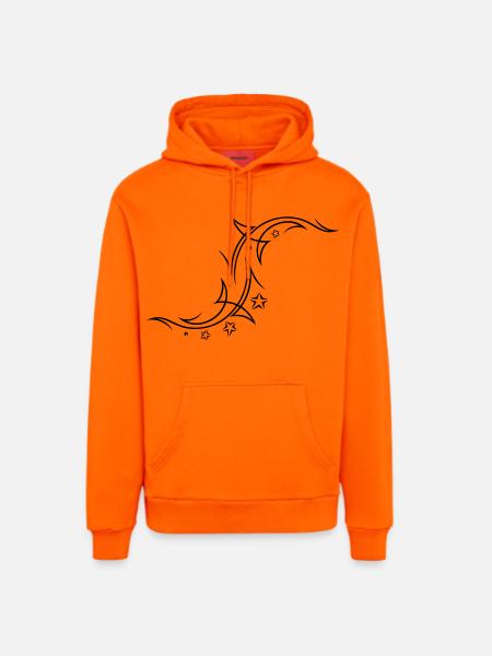 Tribal mit Sternen - Organic Relaxed Hoodie Made in EU - SUNSET ORANGE