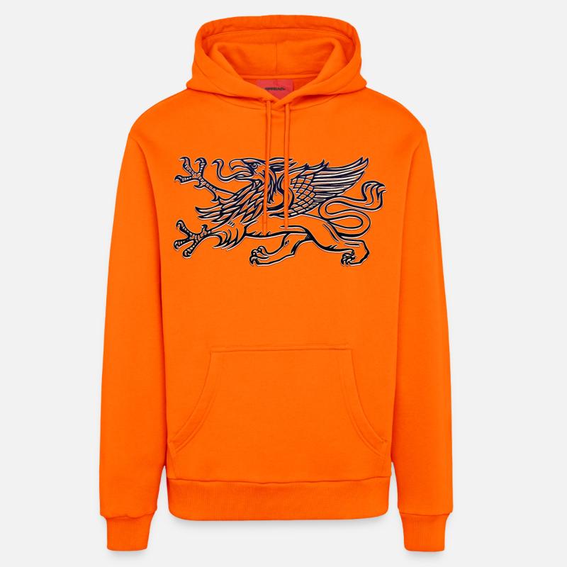 Le griffon de Rostock en 3D - Sweat à capuche bio décontracté fabriqué en UE - SUNSET ORANGE