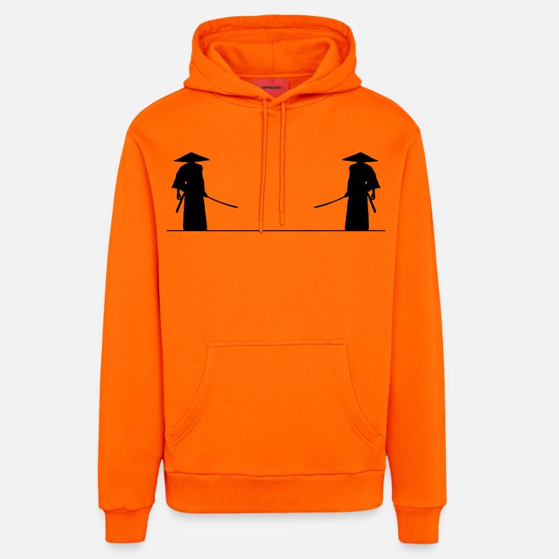 Bataille de samouraï - Sweat à capuche bio décontracté fabriqué en UE - SUNSET ORANGE