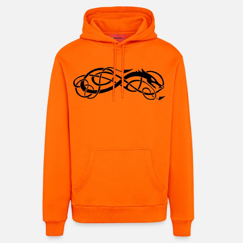 Serpent celte noir - Sweat à capuche bio décontracté fabriqué en UE - SUNSET ORANGE