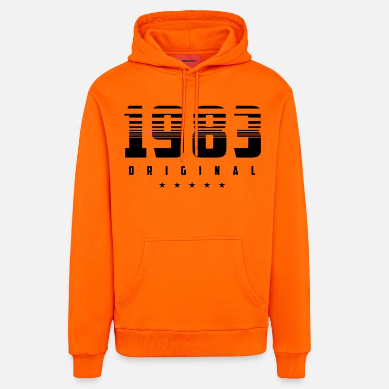 Né en 1983 l’original - Sweat à capuche bio décontracté fabriqué en UE - SUNSET ORANGE