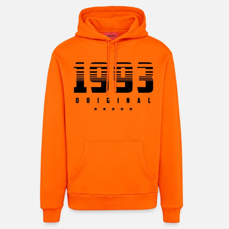 Né en 1993 l’original - Sweat à capuche bio décontracté fabriqué en UE - SUNSET ORANGE