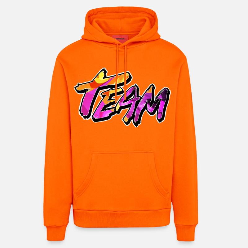 Équipe - Sweat à capuche bio décontracté fabriqué en UE - SUNSET ORANGE
