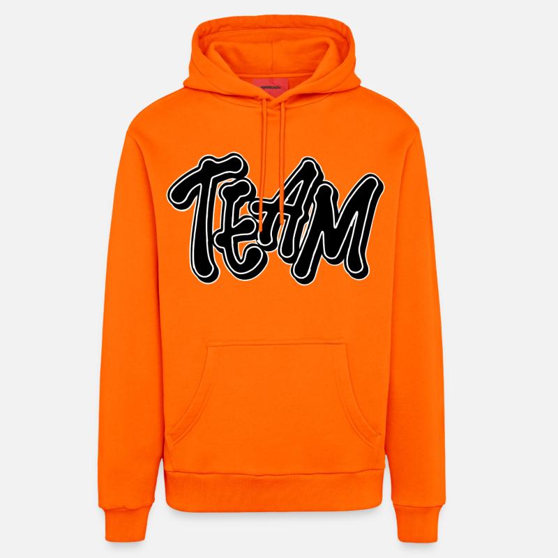 Équipe - Sweat à capuche bio décontracté fabriqué en UE - SUNSET ORANGE