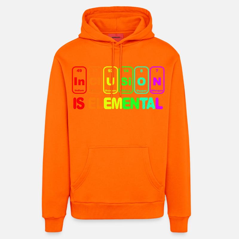L’inclusion est élémentaire # - Sweat à capuche bio décontracté fabriqué en UE - SUNSET ORANGE