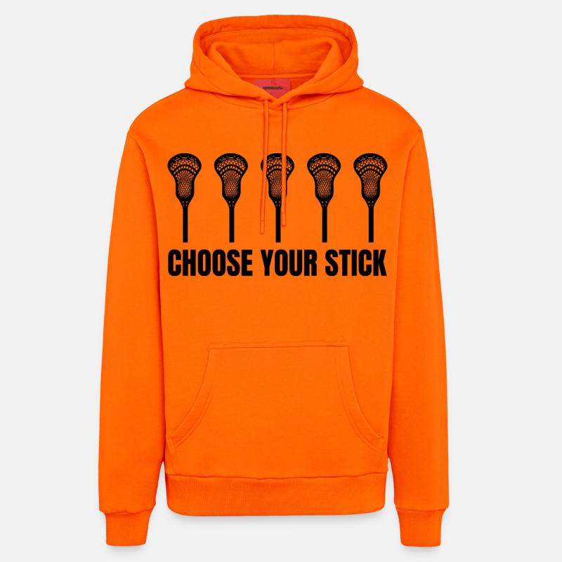 Choisissez votre bâton de crosse - Sweat à capuche bio décontracté fabriqué en UE - SUNSET ORANGE