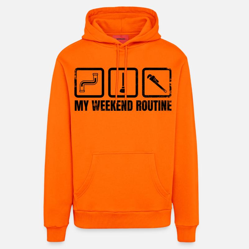 Ma routine du week-end - Sweat à capuche bio décontracté fabriqué en UE - SUNSET ORANGE