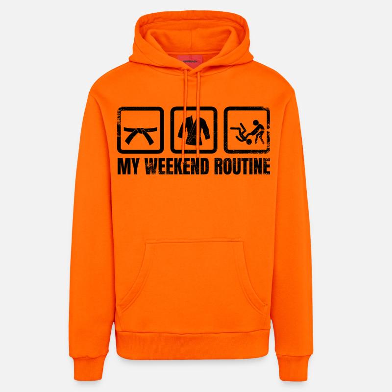 Routine du week-end de judoka - Sweat à capuche bio décontracté fabriqué en UE - SUNSET ORANGE
