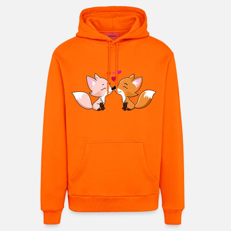 Amoureux des renards - Sweat à capuche bio décontracté fabriqué en UE - SUNSET ORANGE