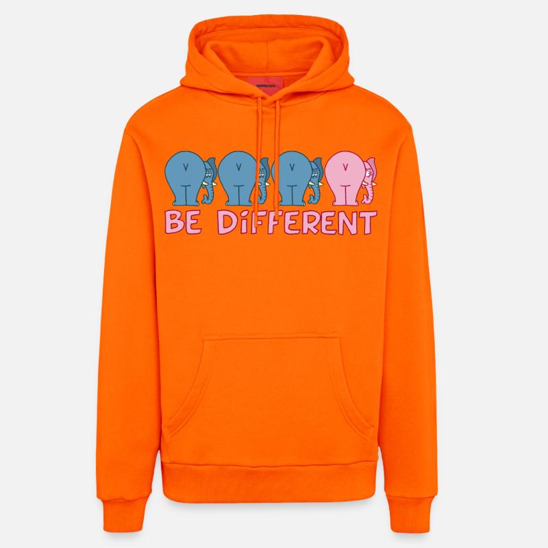 Un éléphant différent - Sweat à capuche bio décontracté fabriqué en UE - SUNSET ORANGE
