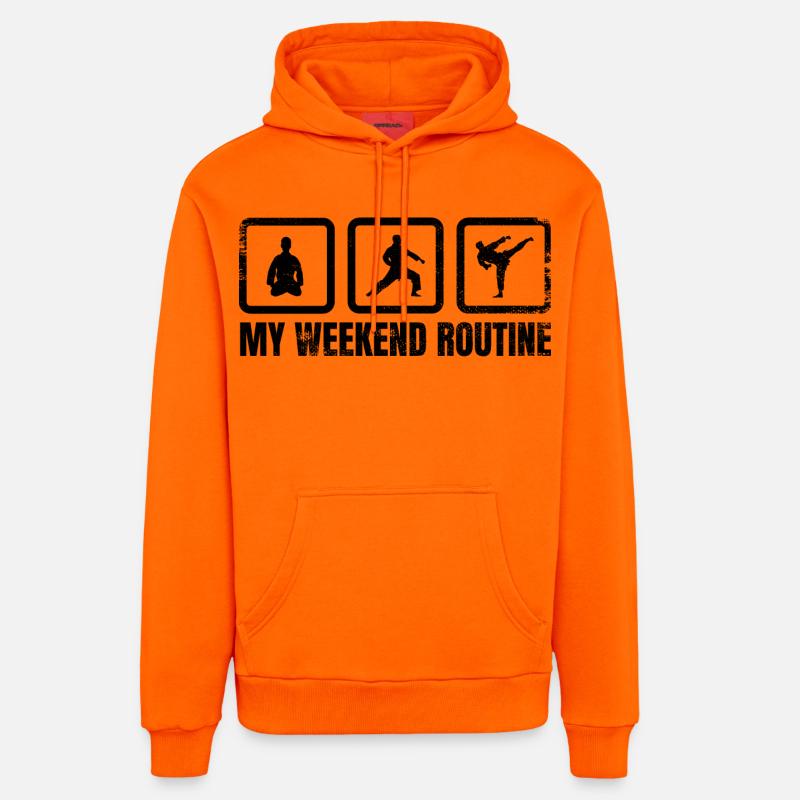 Ma routine du week-end - Sweat à capuche bio décontracté fabriqué en UE - SUNSET ORANGE