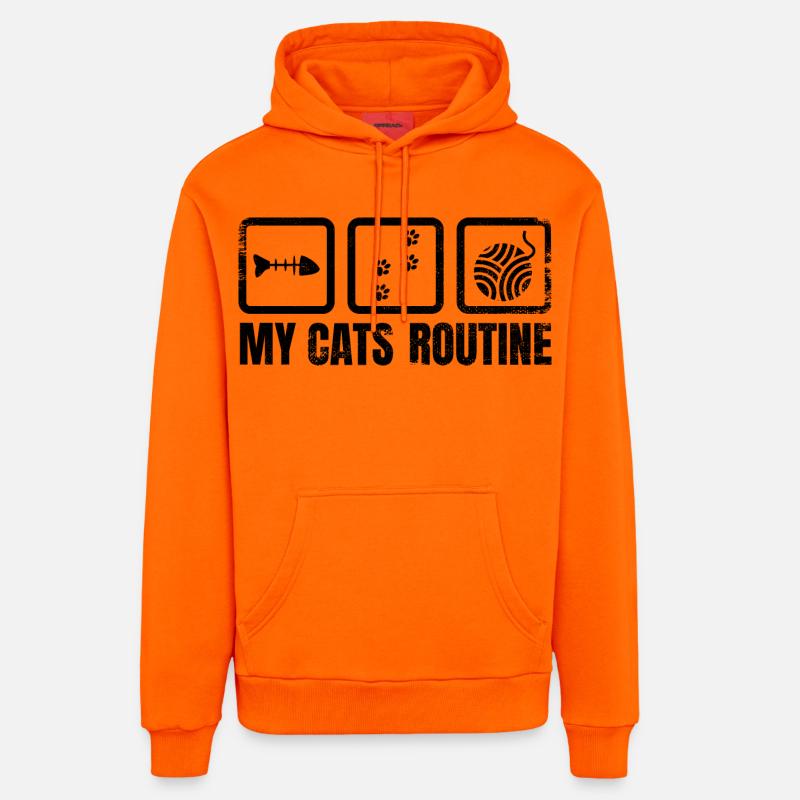 Routine quotidienne du chat - Sweat à capuche bio décontracté fabriqué en UE - SUNSET ORANGE