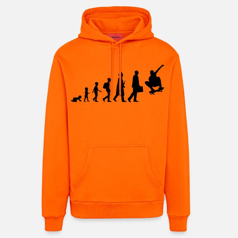 Évolution du skateur - Sweat à capuche bio décontracté fabriqué en UE - SUNSET ORANGE